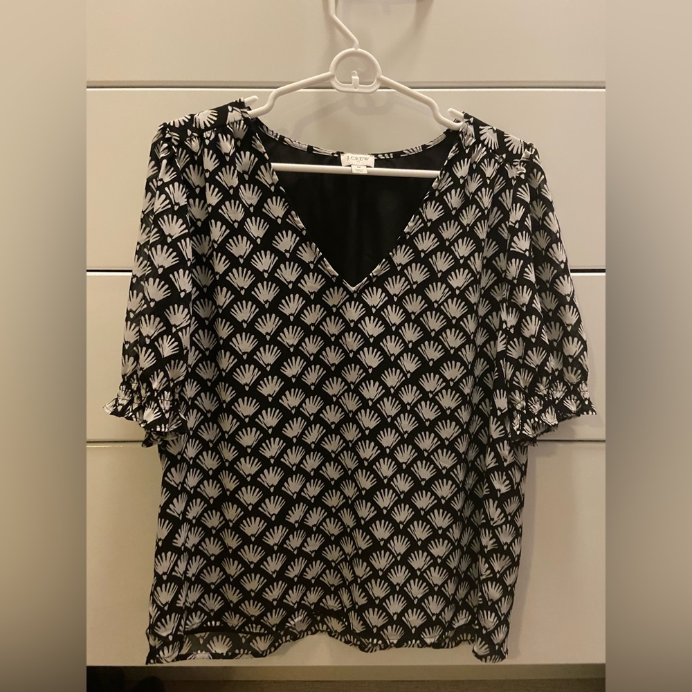 Gray and Black J Crew Blouse in Medium